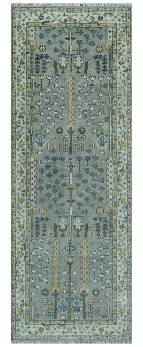 Tree of life Silver and Ivory Hand Knotted Traditional Multi Size Wool Area Rug