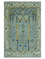 Tree of life Silver and Ivory Hand Knotted Traditional Multi Size Wool Area Rug