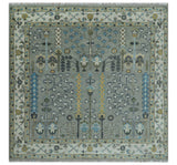 Tree of life Silver and Ivory Hand Knotted Traditional Multi Size Wool Area Rug