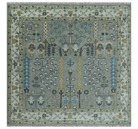 Tree of life Silver and Ivory Hand Knotted Traditional Multi Size Wool Area Rug