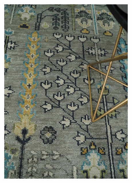 Tree of life Silver and Ivory Hand Knotted Traditional Multi Size Wool Area Rug