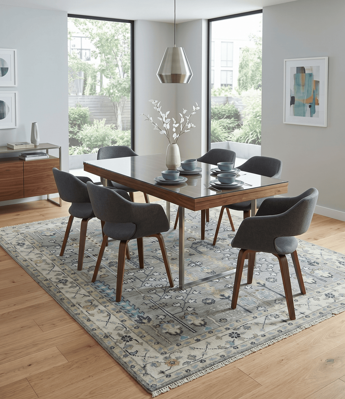 Tree of life Silver and Ivory Hand Knotted Traditional Multi Size Wool Area Rug