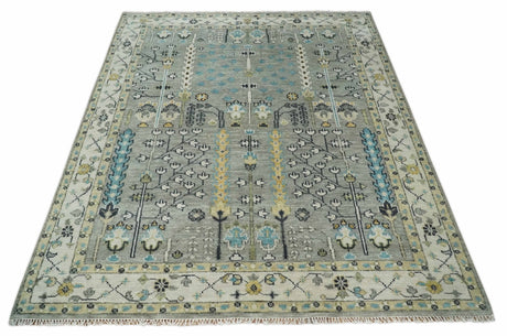 Tree of life Silver and Ivory Hand Knotted Traditional Multi Size Wool Area Rug