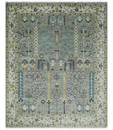 Tree of life Silver and Ivory Hand Knotted Traditional Multi Size Wool Area Rug