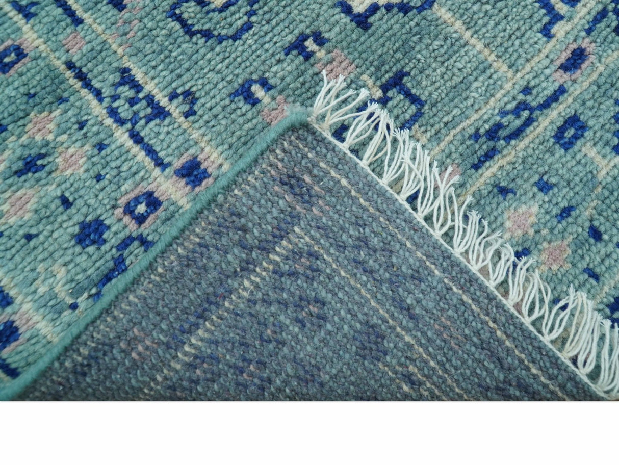 Tree of life Teal And Blue Hand knotted 4x6 Wool Area Rug