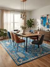 Tree of life Traditional Floral Blue, Ivory and Brown Hand Knotted Custom Made Wool Area Rug