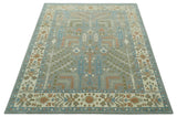 Tree of life Traditional Floral Gray, Beige, Green and Dark Peach Hand Tufted wool Area Rug