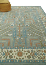 Tree of life Traditional Floral Gray, Beige, Green and Dark Peach Hand Tufted wool Area Rug