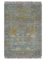 Tree of life Traditional Gray Hand Knotted 2X3 Wool Rug