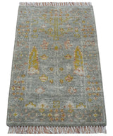 Tree of life Traditional Gray Hand Knotted 2X3 Wool Rug