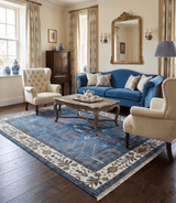 Tree of life Traditional Hand Knotted Blue and Ivory Multi Size Wool area Rug