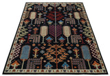 Tree of life Vibrant colorful Black, Beige, Peach and Blue Hand Knotted Traditional Oushak Custom Made wool area Rug