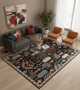Tree of life Vibrant colorful Black, Beige, Peach and Blue Hand Knotted Traditional Oushak Custom Made wool area Rug