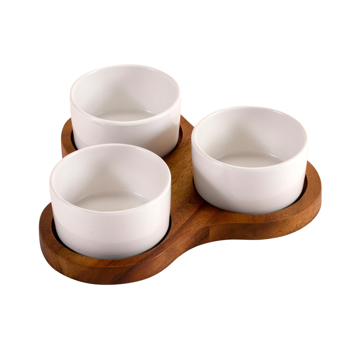 Triangular Serving Set with 3 Ceramic Dishes-Serving Tray-Parc Decor