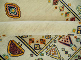 Tribal Art 5x7 Ivory and Beige Hand Spun Wool Hand Woven Southwestern Gabbeh Rug | KNT43-Area Rug-Parc Decor