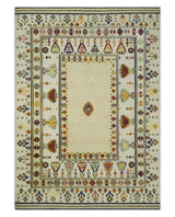 Tribal Art 5x7 Ivory and Beige Wool Hand Woven Southwestern Gabbeh Rug