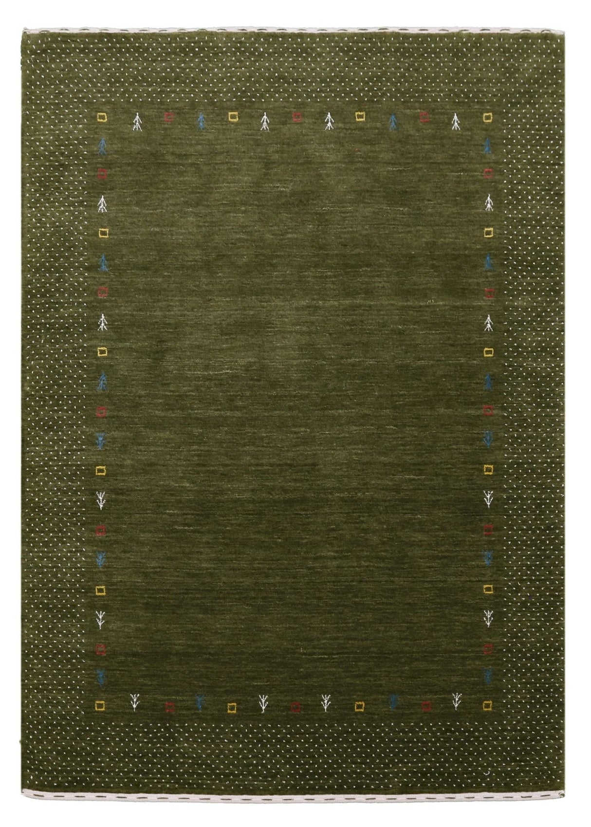 Tribal Border Design Hand Loomed Wool Area Rug