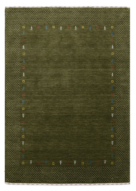 Tribal Border Design Hand Loomed Wool Area Rug