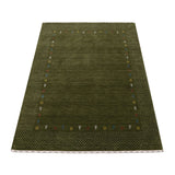 Tribal Border Design Hand Loomed Wool Area Rug