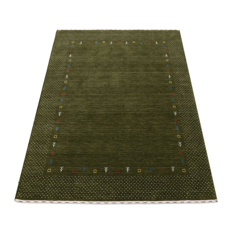 Tribal Border Design Hand Loomed Wool Area Rug