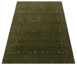 Tribal Border Design Hand Loomed Wool Area Rug