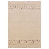 Tribal Border Ivory Design Hand Loomed Wool Area Rug