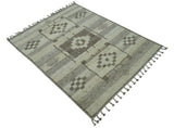 Tribal Custom Made Contemporary Beige Hand knotted Wool Area Rug