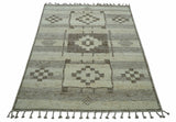 Tribal Custom Made Contemporary Beige Hand knotted Wool Area Rug