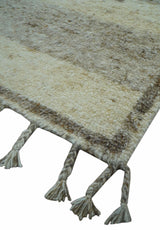 Tribal Custom Made Contemporary Beige Hand knotted Wool Area Rug