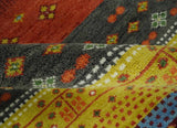 Tribal Gabbeh Green, Rust, Blue and Gold Hand knotted Antique Style Traditional Wool Area Rug