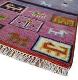 Tribal Gabbeh Rust, Ivory, Green and Pink Hand knotted Antique Look Traditional Wool Area Rug