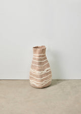 Tribal Lines Dusty Rose Pink Wool Gourd Basket-Baskets & Vessels-Parc Decor