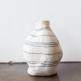 Tribal Lines Hand-Felted Wool Natural White Gourd Basket-Baskets & Vessels-Parc Decor
