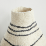 Tribal Lines Hand-Felted Wool Natural White Gourd Basket-Baskets & Vessels-Parc Decor