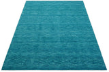 Trident Custom Made Solid Modern Blue Hand Tufted Wool Area Rug