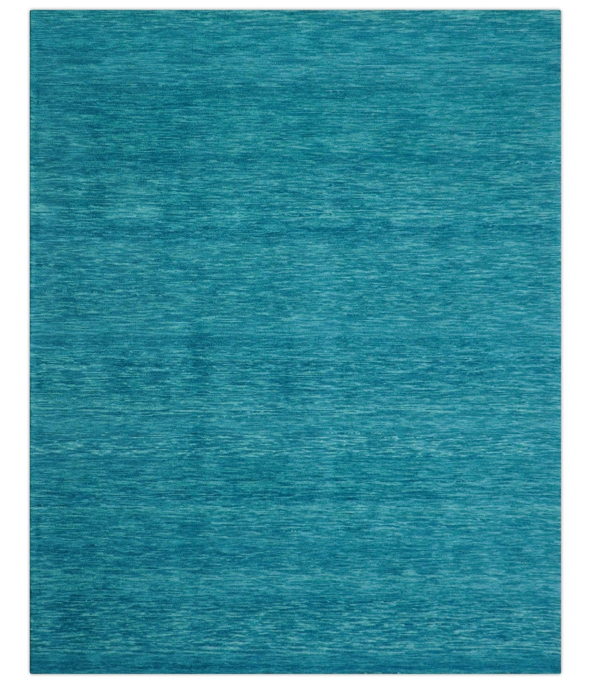 Trident Custom Made Solid Modern Blue Hand Tufted Wool Area Rug