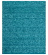 Trident Custom Made Solid Modern Blue Hand Tufted Wool Area Rug