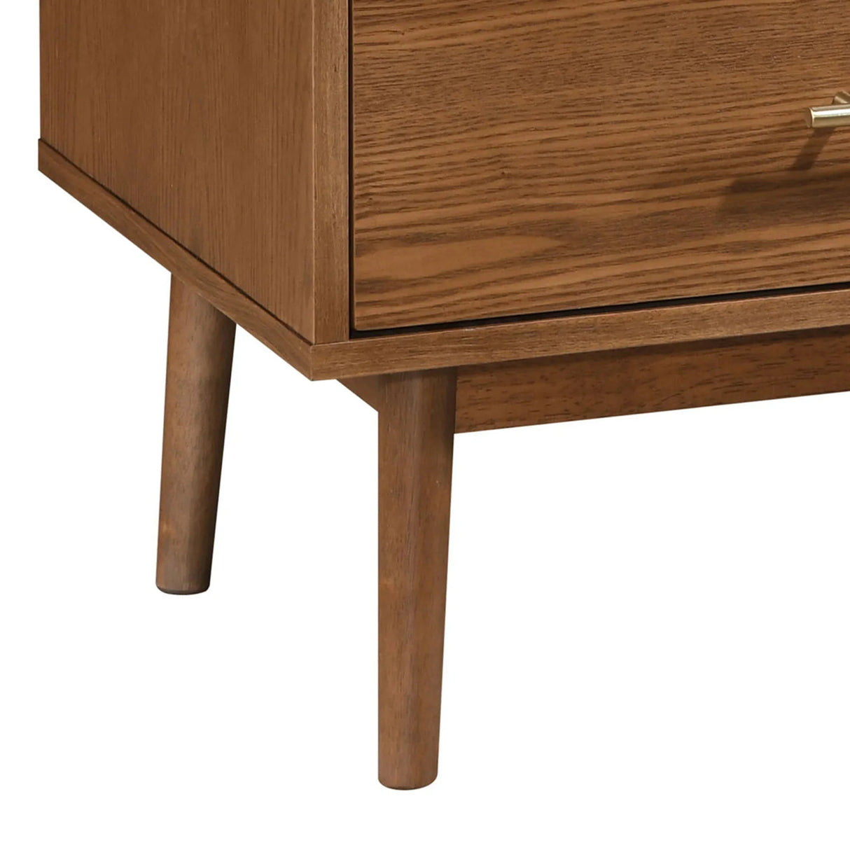 Tromso Mid-Century Modern 23" Walnut Nightstand with 2-Drawer and Round Tapered Legs-床头柜-Parc Decor
