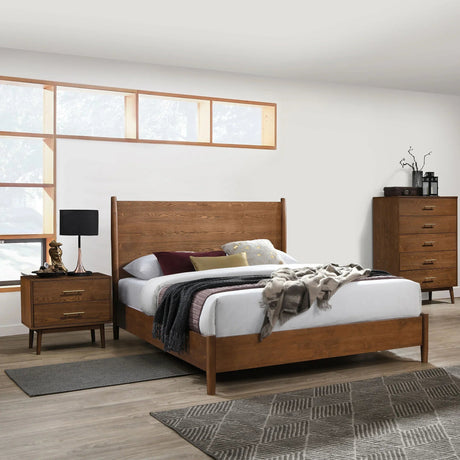 Tromso Mid-Century Modern 23" Walnut Nightstand with 2-Drawer and Round Tapered Legs-床头柜-Parc Decor