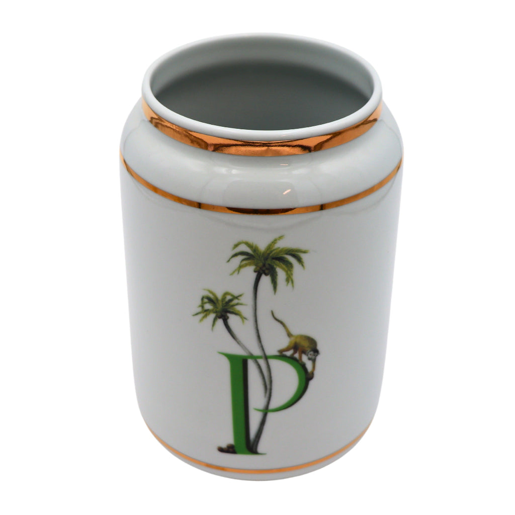 Tropical Palm & Monkey Ceramic Vase