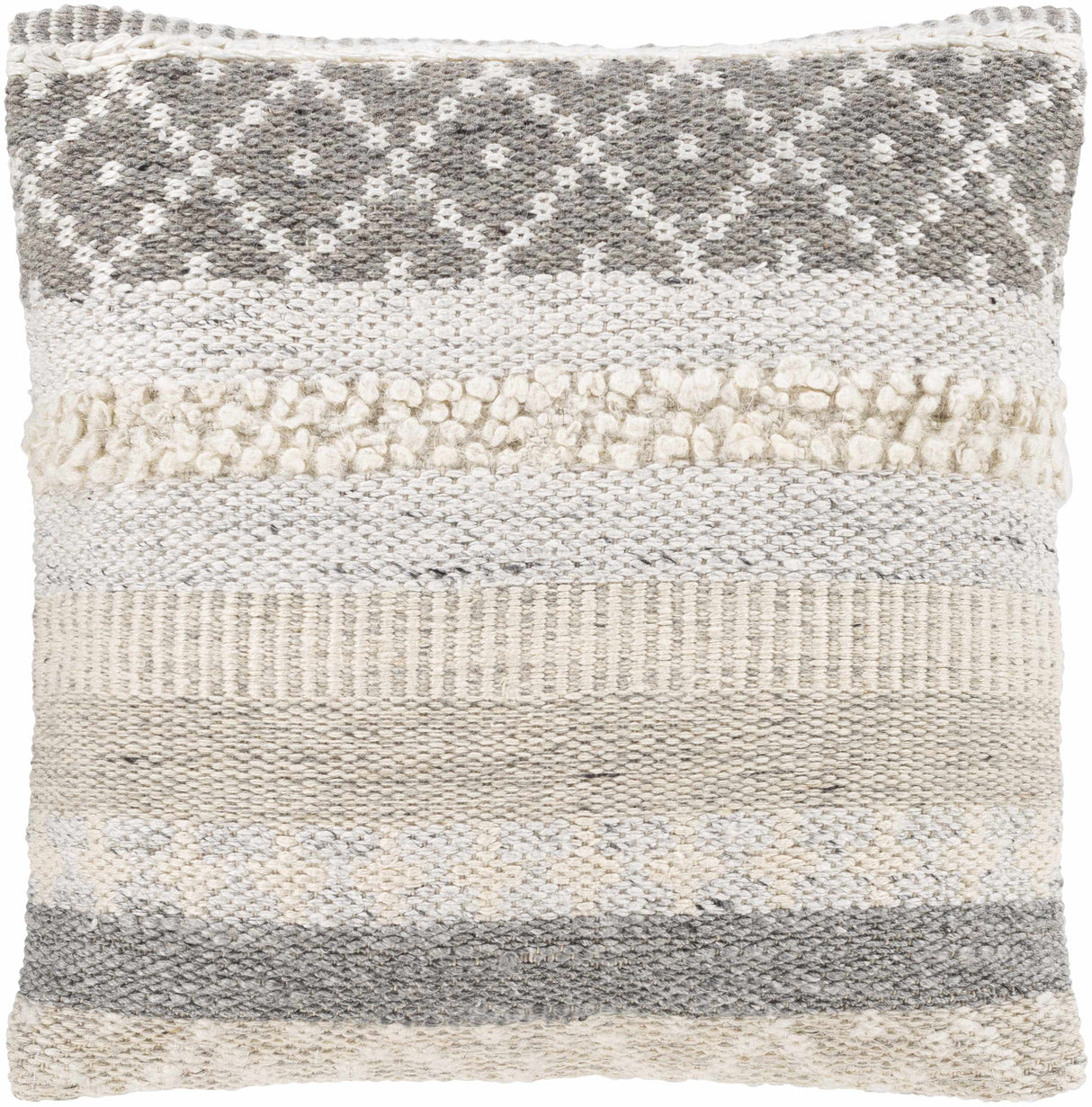 Truckee Neutral Textured Wool Throw Pillow-Throw Pillows-Parc Decor