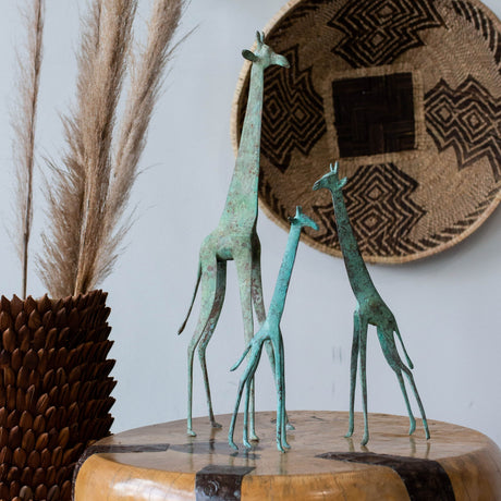 Tuareg Brass Giraffes Figurines-Décor Collection-Parc Decor