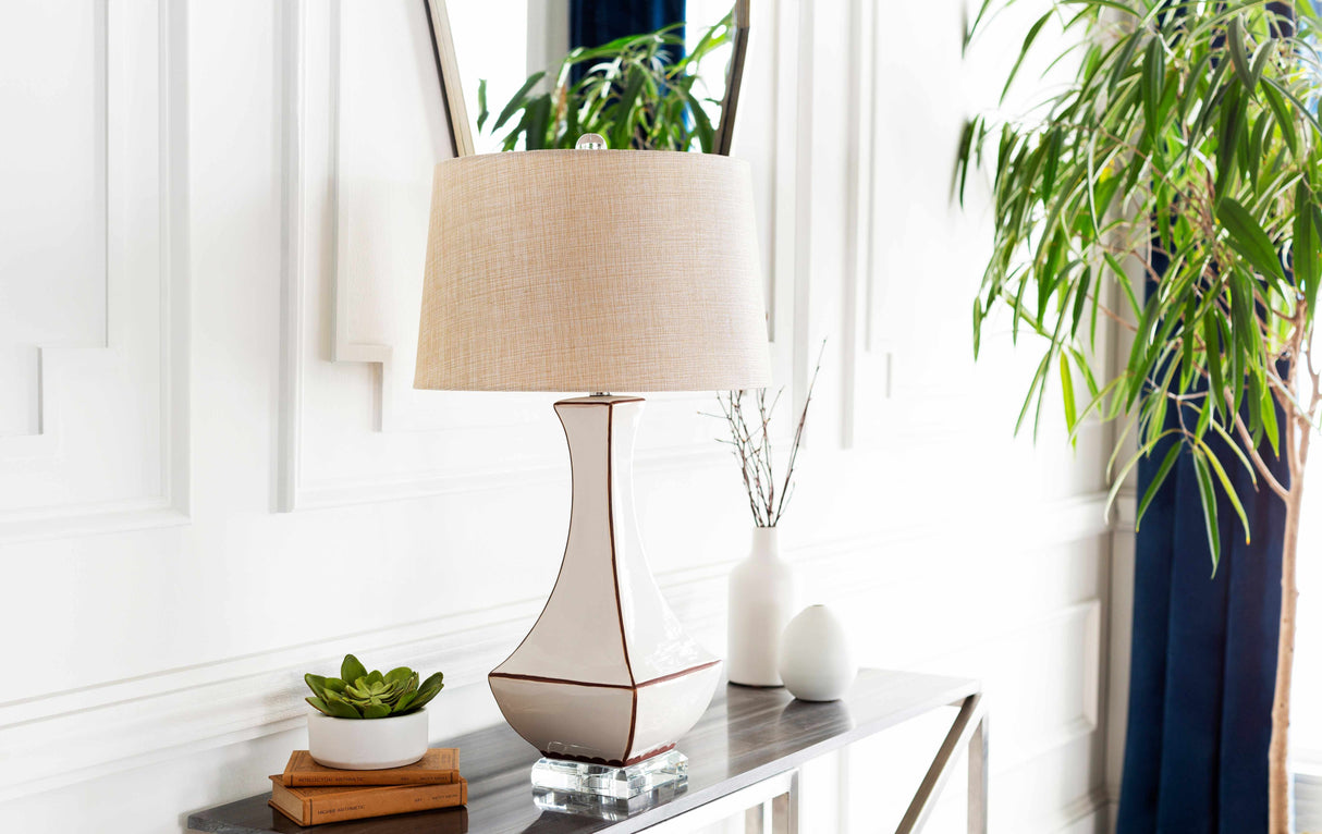 Tuka Tan Ceramic Table Lamp-Lighting-Parc Decor