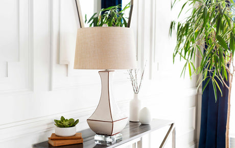 Tuka Tan Ceramic Table Lamp-Lighting-Parc Decor