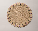 Tulip Floral Placemat – Hand-Crocheted Raffia – Spring Table Decor – Easter Table Setting – Handmade by Artisans in Madagascar-table tops-Parc Decor