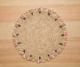Tulip Floral Placemats – Hand-Crocheted Raffia Palm Floral Placemats – Spring Table Decor-table tops-Parc Decor