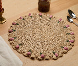 Tulip Floral Placemats – Hand-Crocheted Raffia Palm Floral Placemats – Spring Table Decor-table tops-Parc Decor