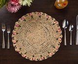 Tulip Floral Placemats – Hand-Crocheted Raffia Palm Floral Placemats – Spring Table Decor-table tops-Parc Decor