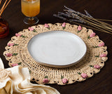 Tulip Floral Placemats – Hand-Crocheted Raffia Palm Floral Placemats – Spring Table Decor-table tops-Parc Decor