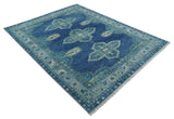 Tullu Custom Made Hand Knotted Blue and Silver Traditional Wool Rug